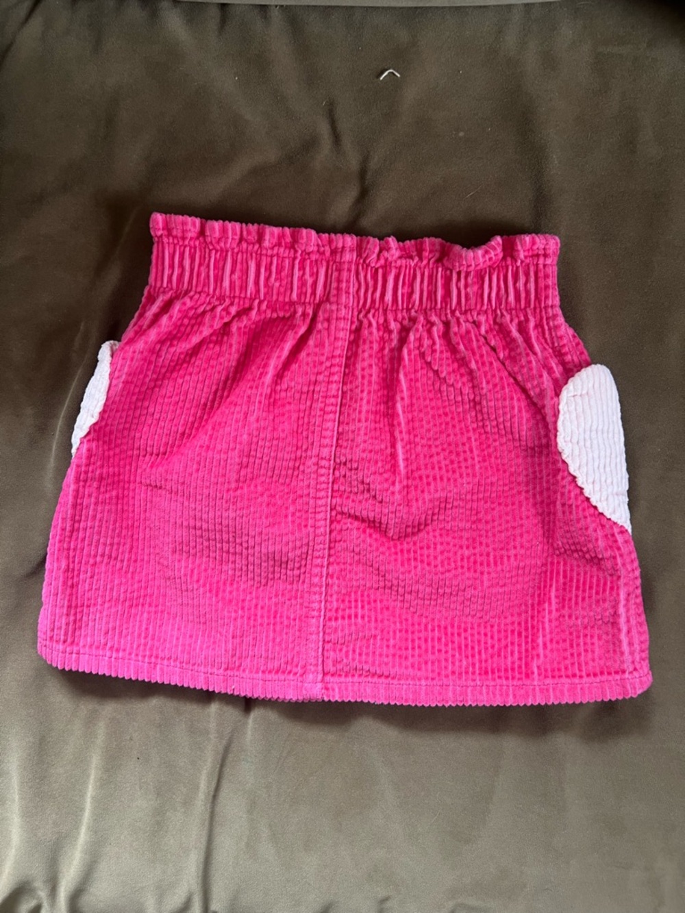 Old Navy Hot Pink Corduroy Skirt with White Heart Pockets - Picture 3 of 4